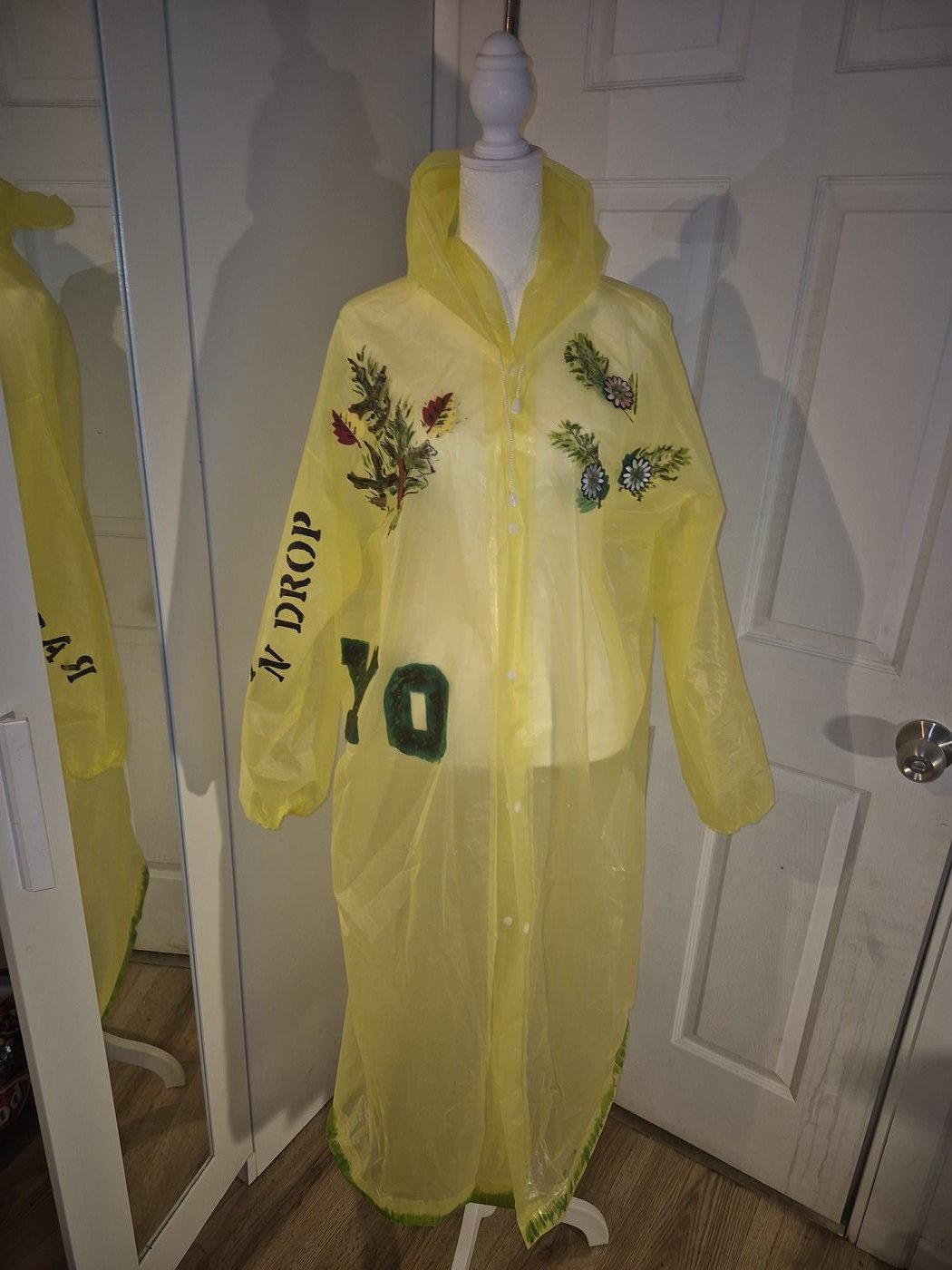 Yellow rain drop jacket